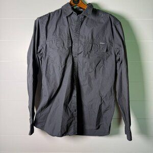Eddie Bauer Dark Gray Size Large Tall, 100% Cotton, Long Sleeve Button Down